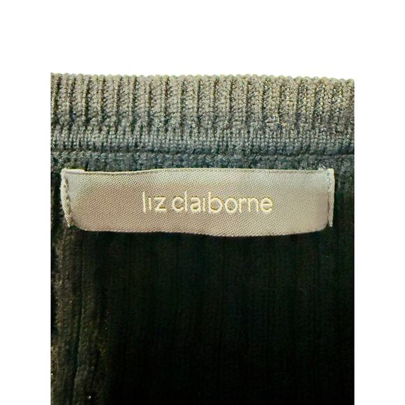 Liz Claiborne Ribbed V-Neck Sweater Black Cotton Blend Size 1X Plus - Picture 3 of 9